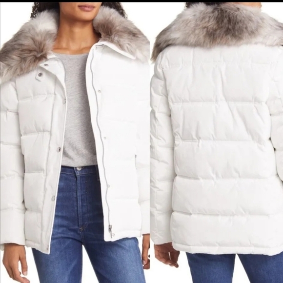 SAM EDELMAN Water Repellent Puffer Coat with zip off Faux Fur Collar - Picture 2 of 12